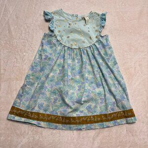 Matilda Jane Little Girls Hello Lovely All Aflutter Dress Sz 8 Blue Floral Birds